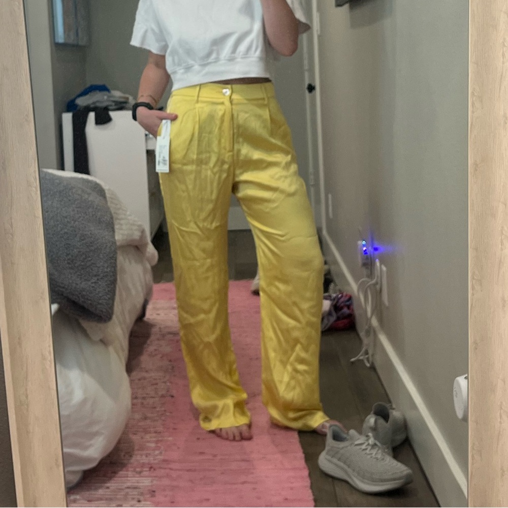 Nikole Kwon yellow silk trouser